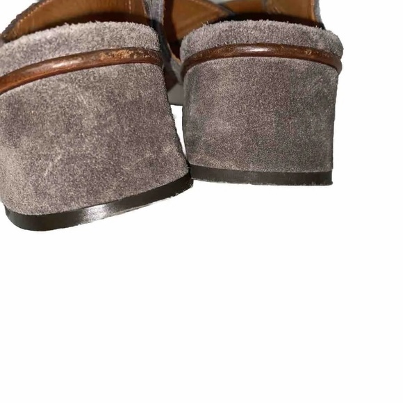 Chie Mihara 37.5 Grey Suede Chunky Heel Sandals - Picture 8 of 11